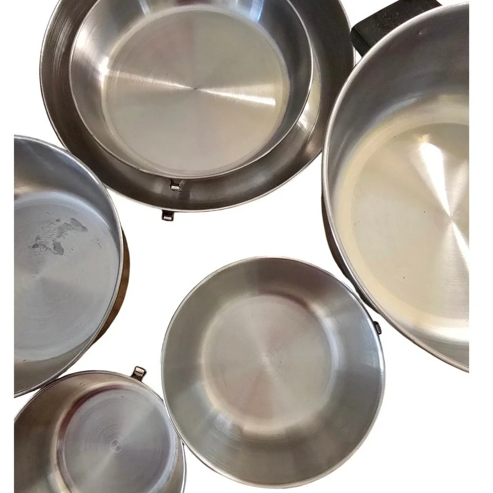 Rare Vintage 1985 J.A. Bornschaft 10 piece Copper Bottom Cookware Set New In Box